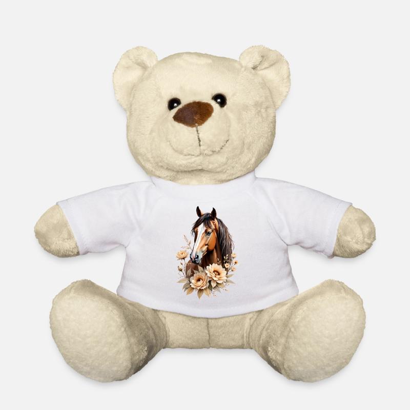 Elegantes Pferdeportrait mit Blumen - Teddy - Weiß
