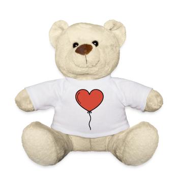 Herzluftballon Herz Luftballon - Teddy - Weiß - Vorne