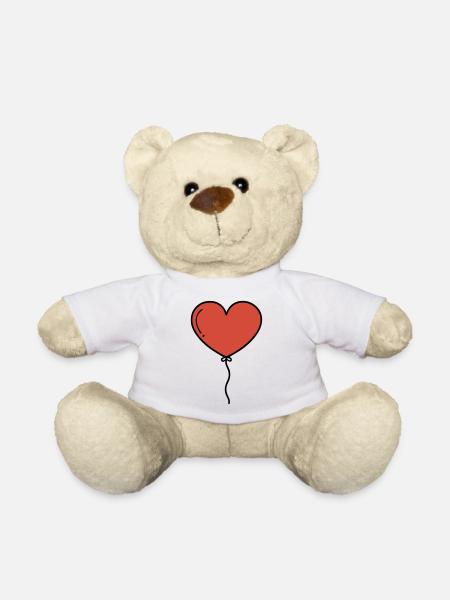 Heart Balloon Heart Balloon - Teddy Bear - white
