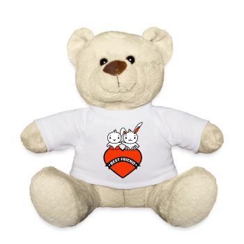 2 Best Friend Hase Vogel Herz Zwei Hände halten - Teddy - Weiß - Vorne
