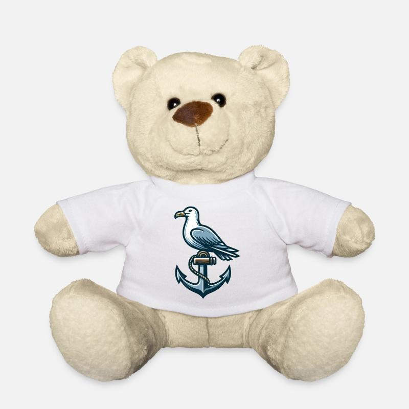 Anker mit Möwe - Teddy - Weiß