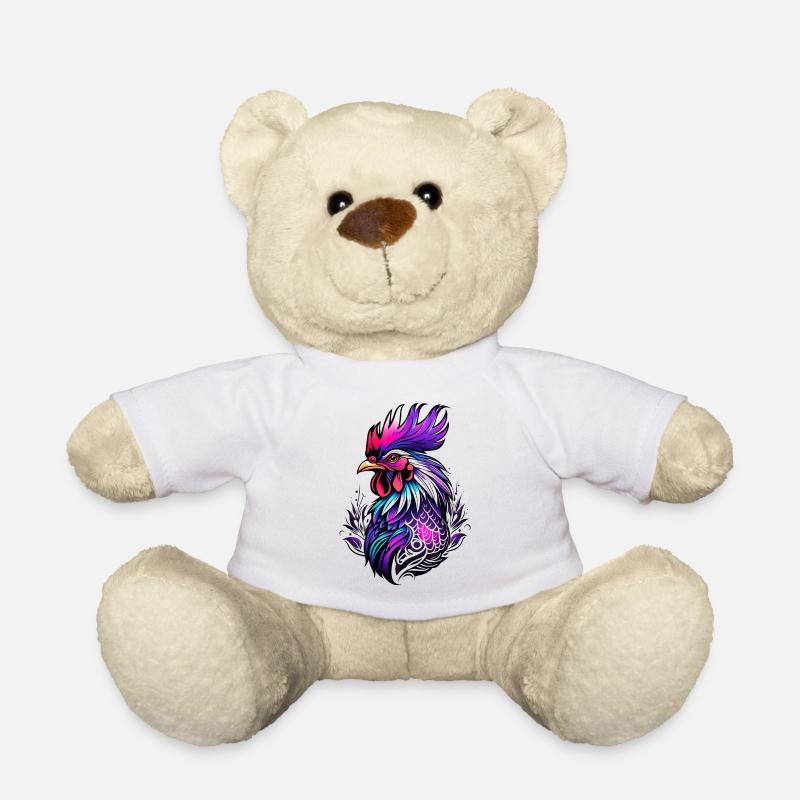 Coq coloré dans le style de tatouage - Nounours - blanc