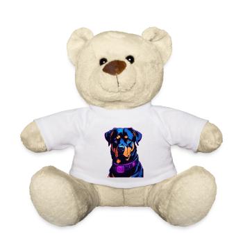Neon Rottweiler Digital Art - Teddy Bear - white - Front