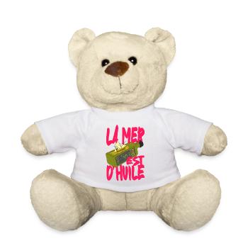 Mer calme, pop art méditerranéen dicton français - Nounours - blanc - Devant