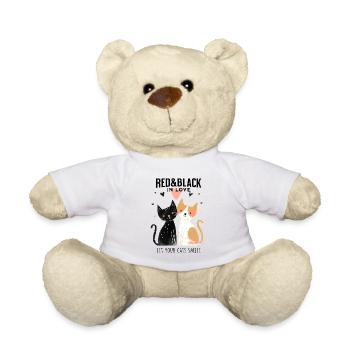 Verliebte Katzen Shirt – Süßes Katzenpaar mit Herz - Teddy - Weiß - Vorne