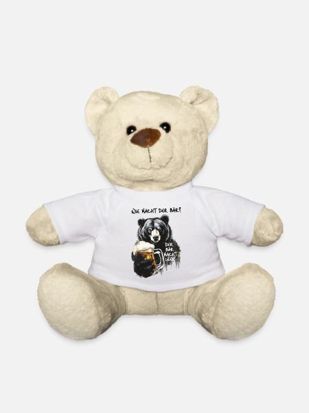 Starker Bär mit Bierglas - Teddy - Weiß