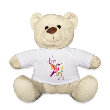 Bunter Kolibri mit Freuden- und Hoffnungsmustern - Teddy - Weiß - Vorne
