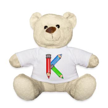 SCHOOLCHILD NAME GIFTS LETTER K - Teddy Bear - white - Front
