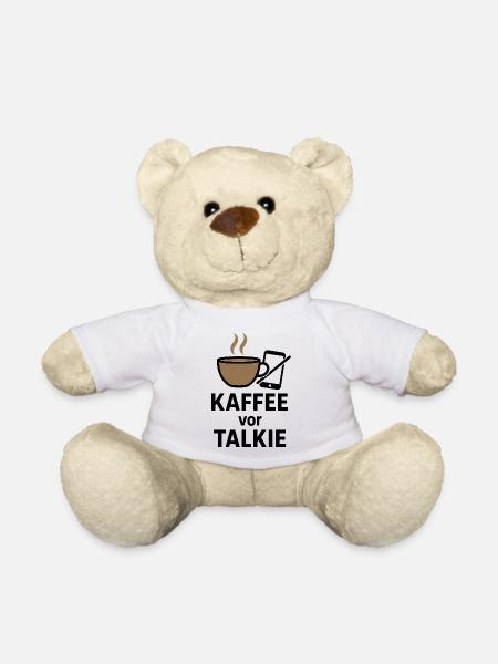 Coffee art with smartphone motif - Teddy Bear - white