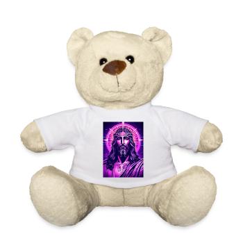 Neon Jesus with halo - Teddy Bear - white - Front
