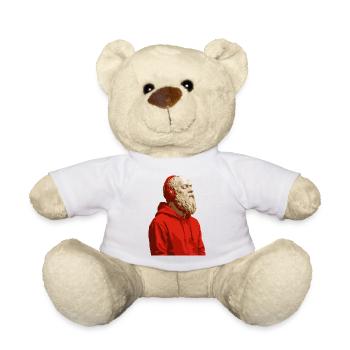 Socrates in red hoodie and headphones  - Teddy Bear - white - Front