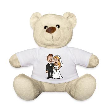 Brautpaar Ehepaar Hochzeit Comic - Teddy - Weiß - Vorne