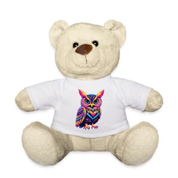 Neonfarben Eulenmotif für trendige Kleidung - Teddy - Weiß - Vorne