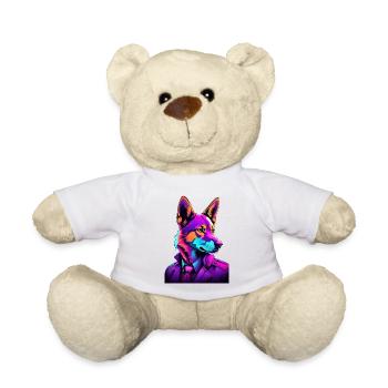 Neon-Wolf im Cyberpunk-Stil - Teddy - Weiß - Vorne