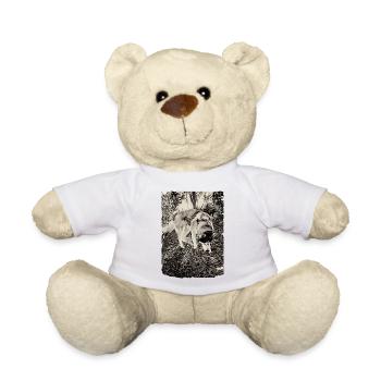 Husky in the forest in black and white - Teddy Bear - white - Front