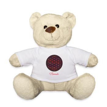 Namaste – Rote & Schwarze Blume des Lebens - Teddy - Weiß - Vorne