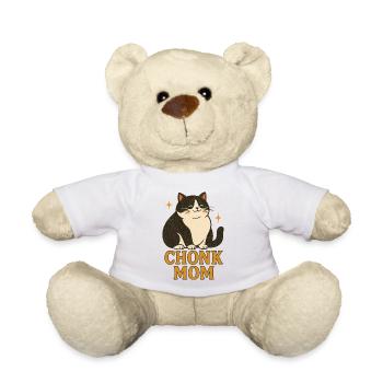 Black and White Cat Chonk Mom Cat Illustration - Teddy Bear - white - Front