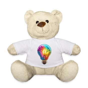 Farbenfrohe Glühbirne als Symbol für Kreativität - Teddy - Weiß - Vorne