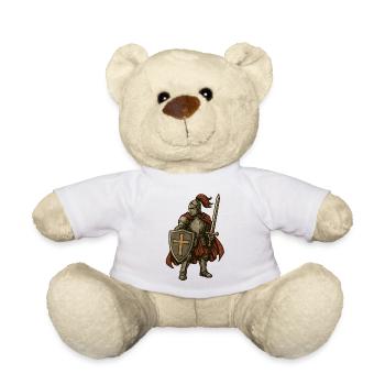 Epic knight with shield and sword - Teddy Bear - white - Front
