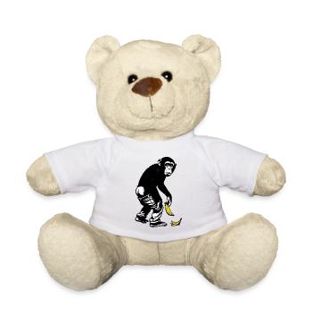Singe graphique avec banane glisse dans le pantalon - Nounours - blanc - Devant