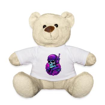 Skull Krieger mit Tarnhelm und Rosen - Teddy - Weiß - Vorne