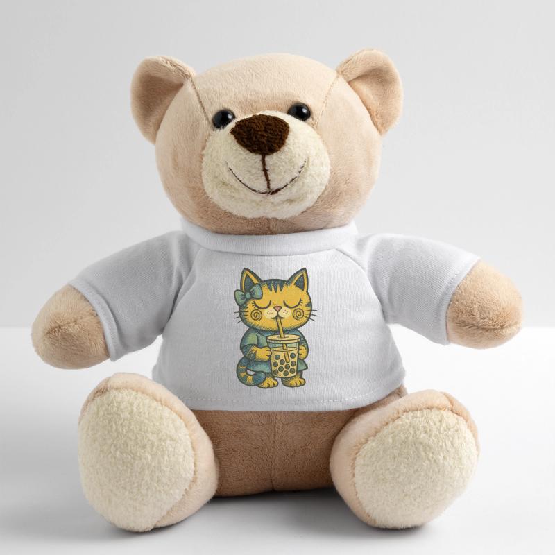 Bubble Tea Cat Cozy Charm Teddy Bear