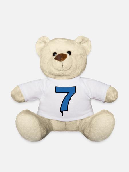 Graffiti Sieben Blau Tropfen - Teddy - Weiß
