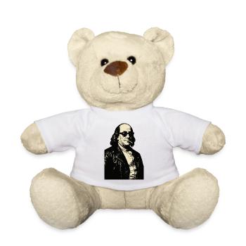 Benjamin Franklin mit Zigarettenrebellen-Porträt - Teddy - Weiß - Vorne