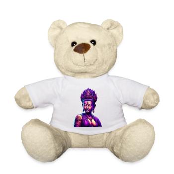Neon Buddha with Lotus Crown - Teddy Bear - white - Front