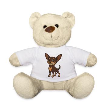 Grinsender Chihuahua Cartoon Hund - Teddy - Weiß - Vorne