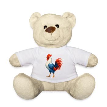 Flammender Hahn Blau Weiß Rot - France Patriote - Teddy - Weiß - Vorne