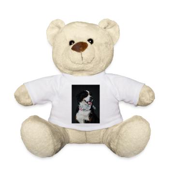 Mosaic Dog with Colorful Collar - Teddy Bear - white - Front