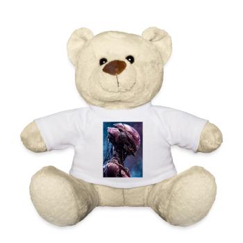 Rosa Neon-Mech-Porträt - Teddy - Weiß - Vorne