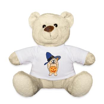 Pumpkin Witch Dog - Teddy Bear - white - Front