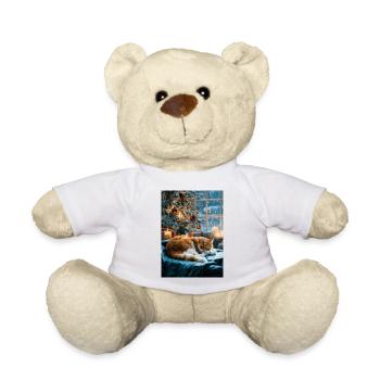 Cozy Christmas Cat Nap - Teddy Bear - white - Front