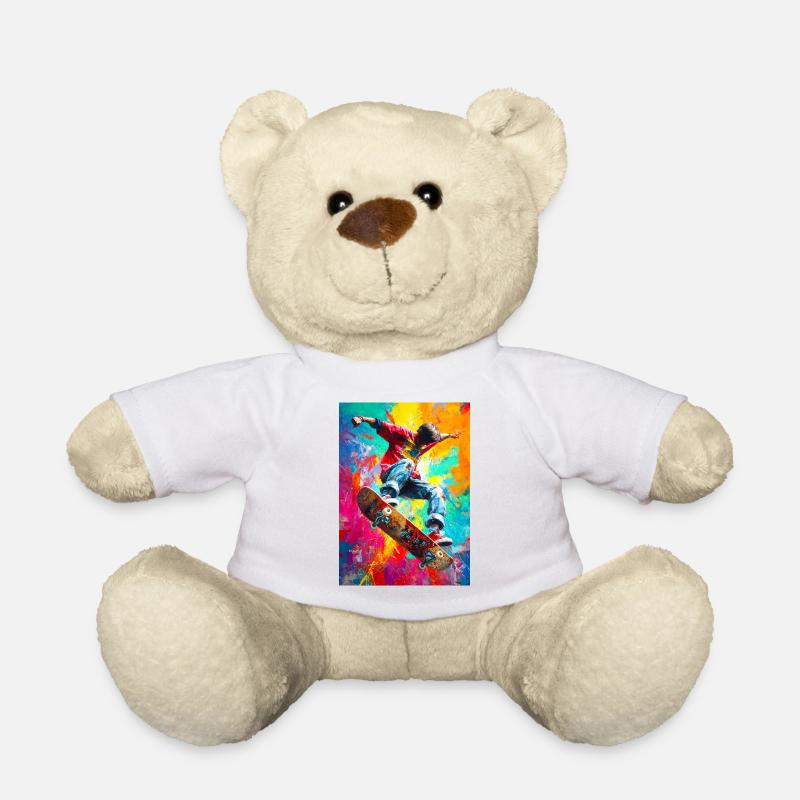 Chromatischer Skateboard Splash - Teddy - Weiß