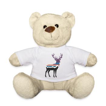 Hirsch Berg Landschaft Wald Wandern Silhouette - Teddy - Weiß - Vorne