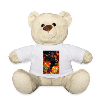 Halloween Moonlit Pumpkin Cats - Teddy Bear - white - Front