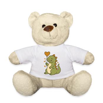 Dino mit Herzballon - Teddy - Weiß - Vorne
