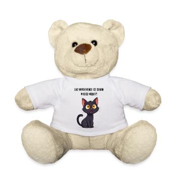 Schwarze Katze Lustiger Spruch Wochenende vorbei - Teddy - Weiß - Vorne