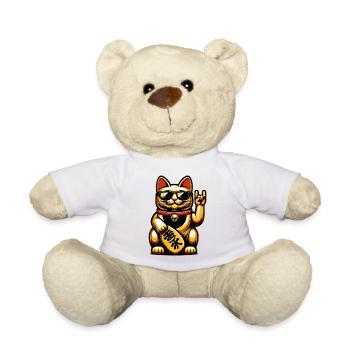 Metal-Neko – Rockige Maneki Neko Katze - Teddy - Weiß - Vorne