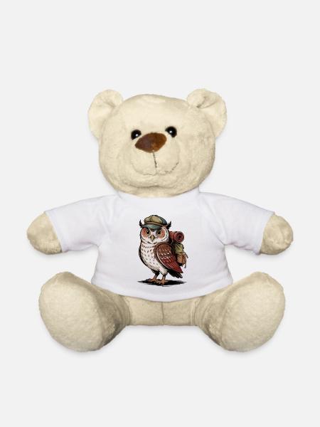 Hibou errant avec sac à dos - Nounours - blanc