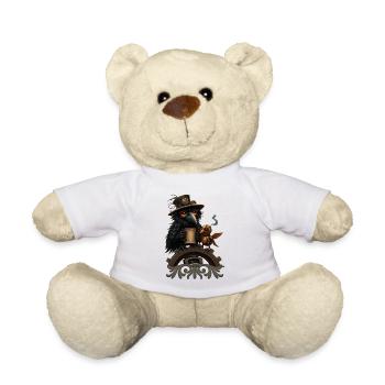 Corbeau steampunk avec tasse - Nounours - blanc - Devant