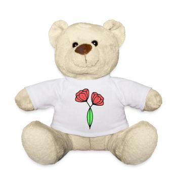 Poppy Poppies Minimalist Line Art 6 - Teddy Bear - white - Front