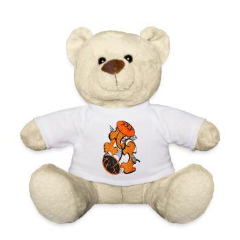 Orange Abstract Shape Art - Teddy Bear - white - Front