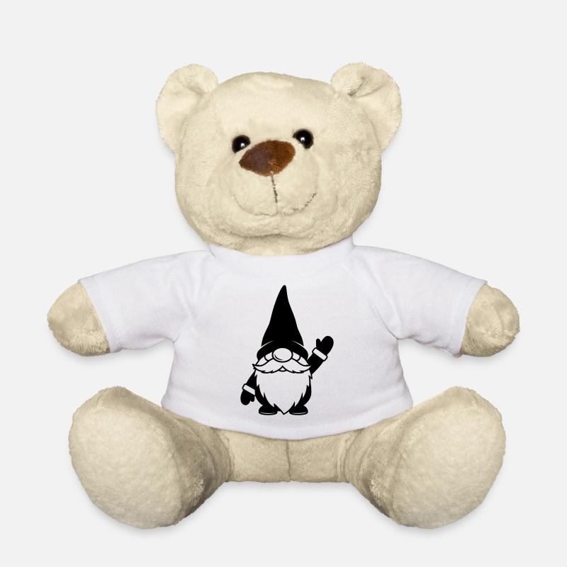 Lustiger Wichtel am Winken Illustration - Teddy - Weiß
