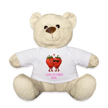Amour à la première bouchée fraises dessin animé - Nounours - blanc - Devant