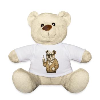 Bulldog Teacher with Chalk Retro Classroom Cartoon - Teddy Bear - white - Front