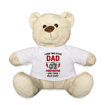 Papa und Feuerwehrmann – Ich rocke beide Titel - Teddy - Weiß - Vorne
