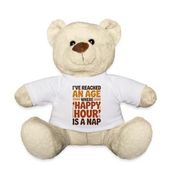 Happy Hour ist ein Nickerchen, lustiger Alterungshumor - Teddy - Weiß - Vorne